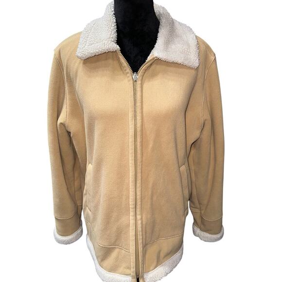 ESPRIT Women’s Sherpa Lined jacket full zip pockets Beige Ivory XL Warm Cozy - Picture 2 of 9